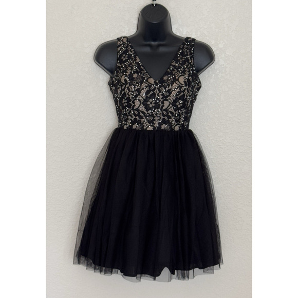 90s Vtg Blondie Nights Dress Embellished Lace Black Mini Tutu Balletcore, 1 - Picture 1 of 15